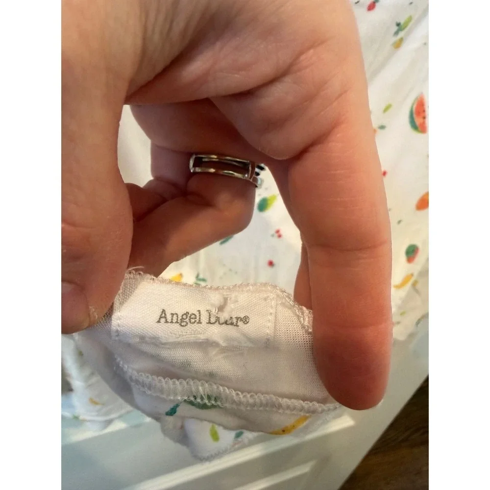 Angel Dear White Fruit Print Bamboo Viscose Swaddle Baby Blanket Fruit